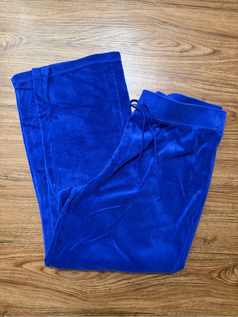 Kim Rogers Royal Blue Velvet Drawstring Track Pants